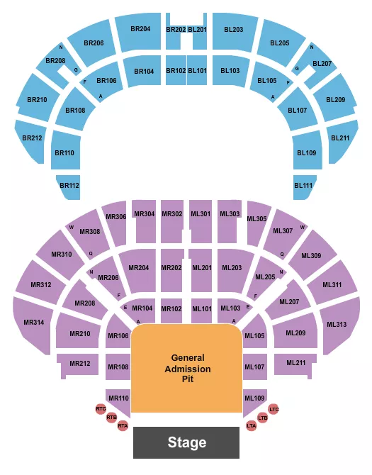 seating chart for Masonic Temple Theatre - Endstage Pit 2 - eventticketscenter.com