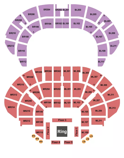 seating chart for Masonic Temple Theatre - Wrestling - eventticketscenter.com