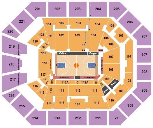seating chart for Matthew Knight Arena - Basketball - eventticketscenter.com