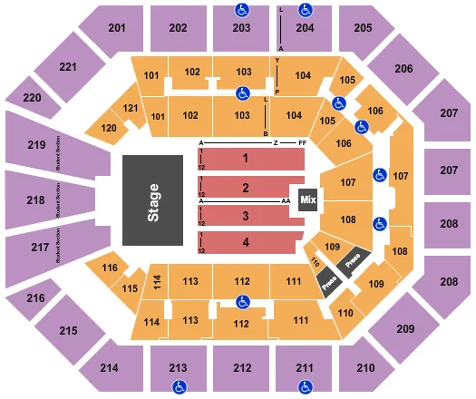 seating chart for Matthew Knight Arena - Bob Seger - eventticketscenter.com