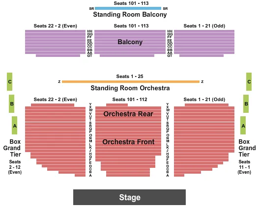 seating chart for Matthews Theatre - McCarter Theatre Center - End Stage - eventticketscenter.com