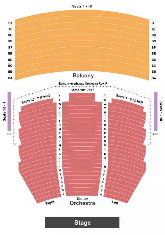 seating chart for Mattie Kelly Arts Center - Endstage - No Pit - eventticketscenter.com
