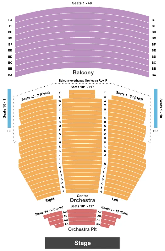 seating chart for Mattie Kelly Arts Center - End Stage - eventticketscenter.com