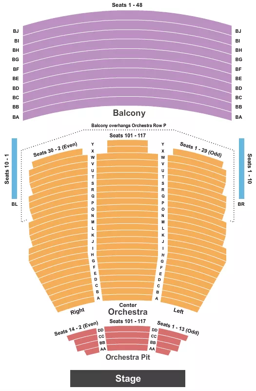 seating chart for Mattie Kelly Arts Center - End Stage - eventticketscenter.com