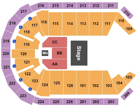 seating chart for Maverik Center - Half House 2 - eventticketscenter.com