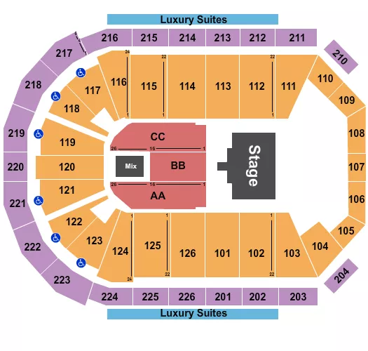 seating chart for Maverik Center - Half House 5 - eventticketscenter.com