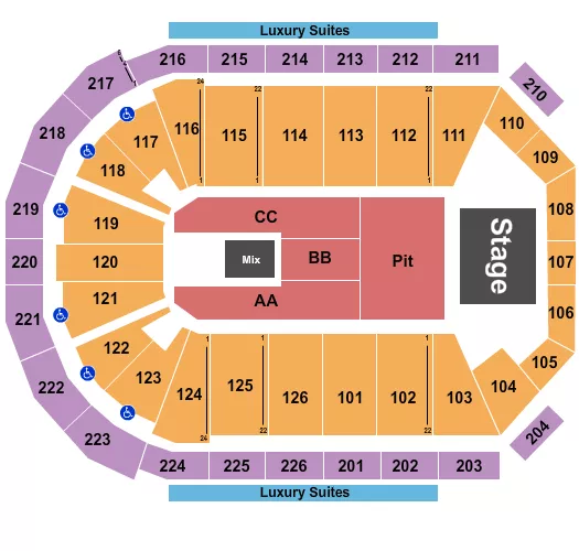 seating chart for Maverik Center - The Red Clay Strays - eventticketscenter.com