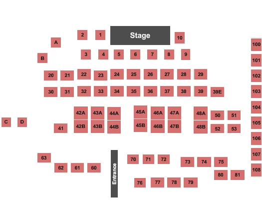 seating chart for McCurdy's Comedy Theatre - Endstage Tables - eventticketscenter.com
