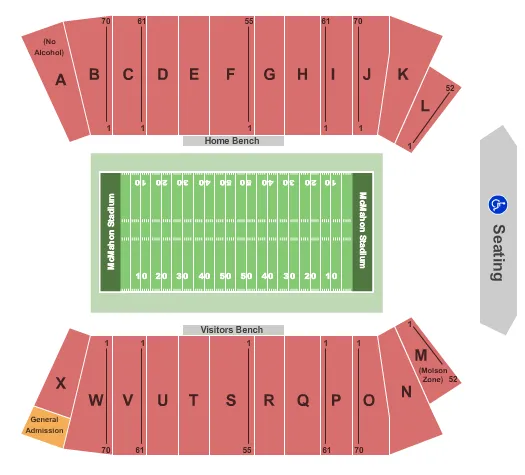 seating chart for McMahon Stadium - Football - eventticketscenter.com