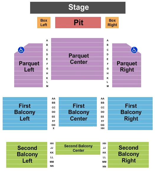 seating chart for McPherson Opera House - End Stage - eventticketscenter.com