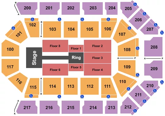 seating chart for Mechanics Bank Arena - WWE - eventticketscenter.com
