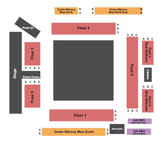 seating chart for Melrose Ballroom - Wrestling - eventticketscenter.com