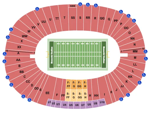 seating chart for Memorial Stadium - CA - Football - eventticketscenter.com