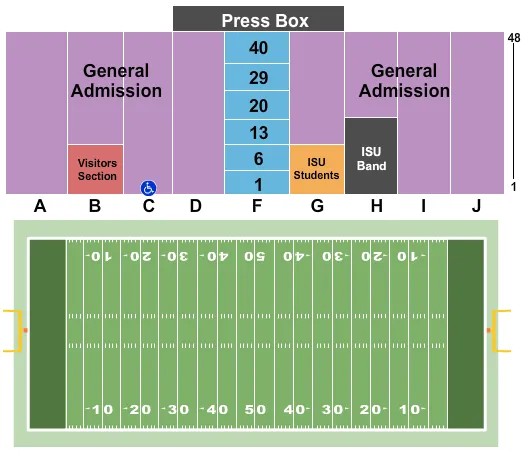 seating chart for Memorial Stadium - Terre Haute - Football - eventticketscenter.com