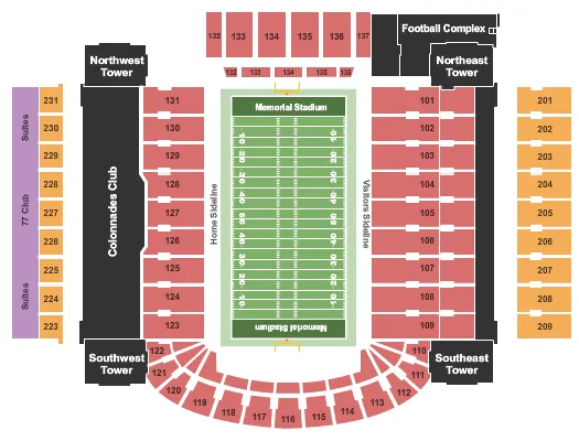 seating chart for Memorial Stadium - IL - Football - eventticketscenter.com