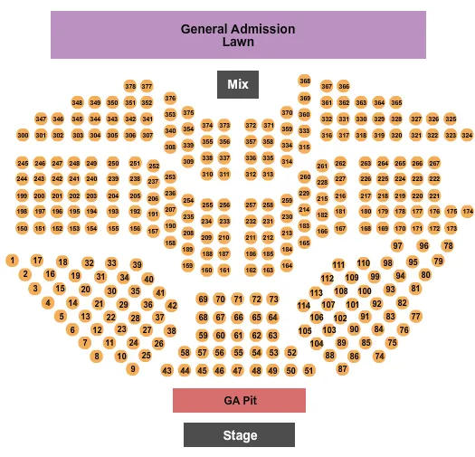 seating chart for Radians Amphitheater At Memphis Botanic Garden - Endstage Pit & Tables - eventticketscenter.com