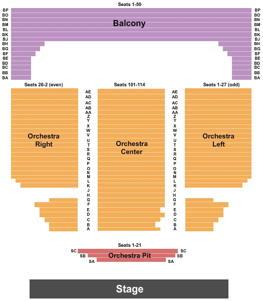 seating chart for Mendel Center - End Stage - eventticketscenter.com