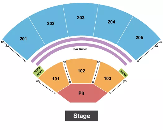 seating chart for Mercedes-Benz Amphitheater  - Endstage Pit - Row G/H Start - eventticketscenter.com