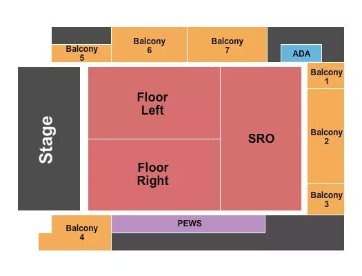 seating chart for Mercury Ballroom - Endstage Flr Left/Right/SRO - Numbered Balc - eventticketscenter.com