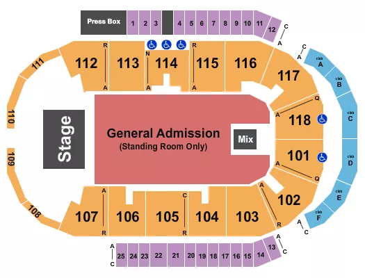 seating chart for Meridian Centre - Endstage GA Floor - eventticketscenter.com