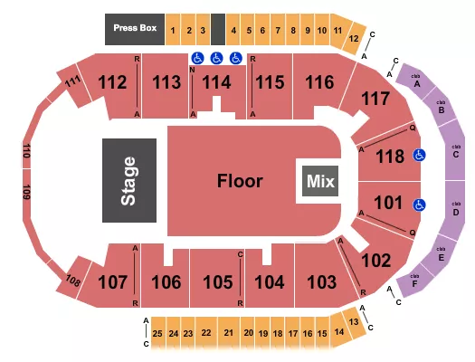 seating chart for Meridian Centre - Endstage GA Floor 2 - eventticketscenter.com