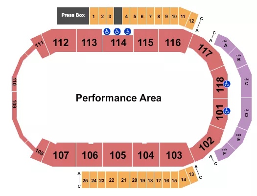 seating chart for Meridian Centre - Performance Arena 2 - eventticketscenter.com