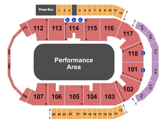 seating chart for Meridian Centre - Performance Area - eventticketscenter.com