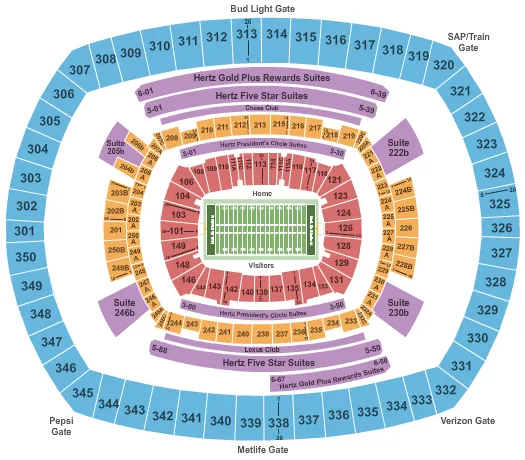 seating chart for MetLife Stadium - NY Giants Football - eventticketscenter.com