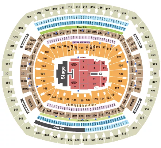 seating chart for MetLife Stadium - Kenny Chesney 2024 - eventticketscenter.com