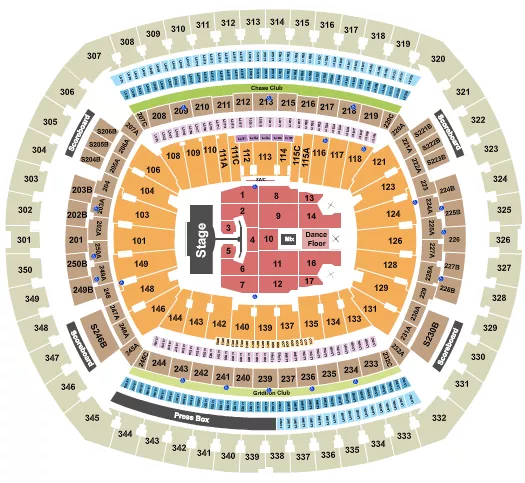 seating chart for MetLife Stadium - Pink - eventticketscenter.com