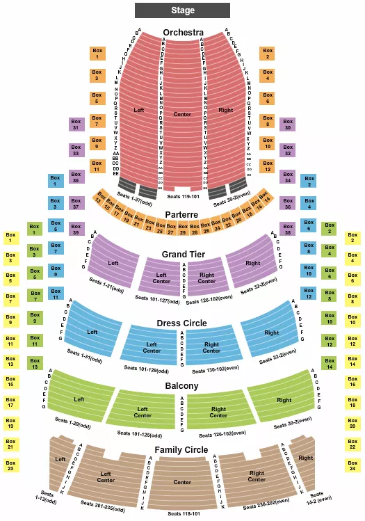 seating chart for Metropolitan Opera at Lincoln Center - End Stage - eventticketscenter.com
