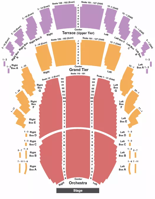 seating chart for Meyerhoff Symphony Hall - End Stage - eventticketscenter.com