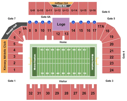 seating chart for Michie Stadium - Football - eventticketscenter.com