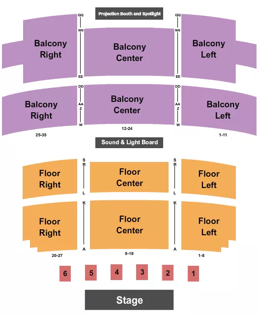seating chart for Michigan Theatre - Jackson - Endstage Tables - eventticketscenter.com