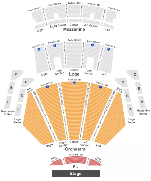 seating chart for Peacock Theater - Los Angeles - Endstage - Orchestra Only - eventticketscenter.com