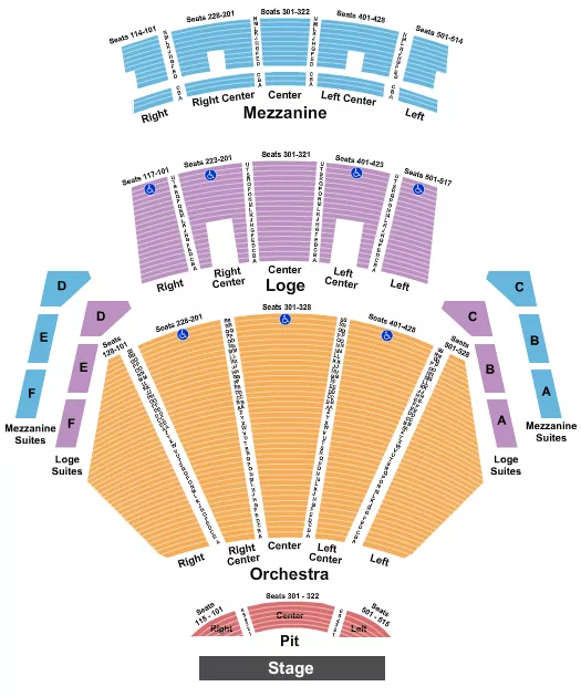 seating chart for Peacock Theater - Los Angeles - End Stage - eventticketscenter.com