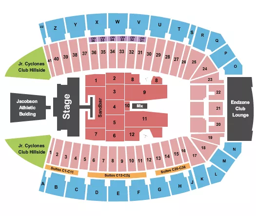 seating chart for MidAmerican Energy Field at Jack Trice Stadium - Kenny Chesney - eventticketscenter.com