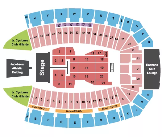 seating chart for MidAmerican Energy Field at Jack Trice Stadium - Post Malone - eventticketscenter.com