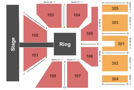 seating chart for Majed J. Nesheiwat Convention Center - Wrestling - Boxing - eventticketscenter.com