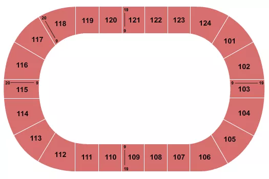 Open Floor Seating Chart at Mary Brown's Centre. The chart shows the main floor/stage with seating options surrounding it, which are color coded