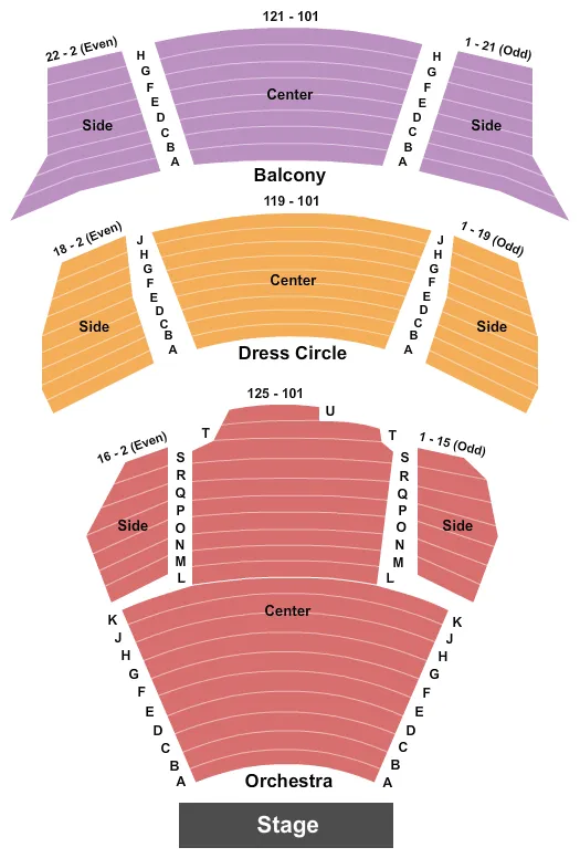 seating chart for Millennium Hudson Theatre - Endstage - eventticketscenter.com