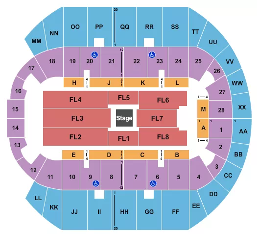 seating chart for Mississippi Coast Coliseum - Center Stage - eventticketscenter.com