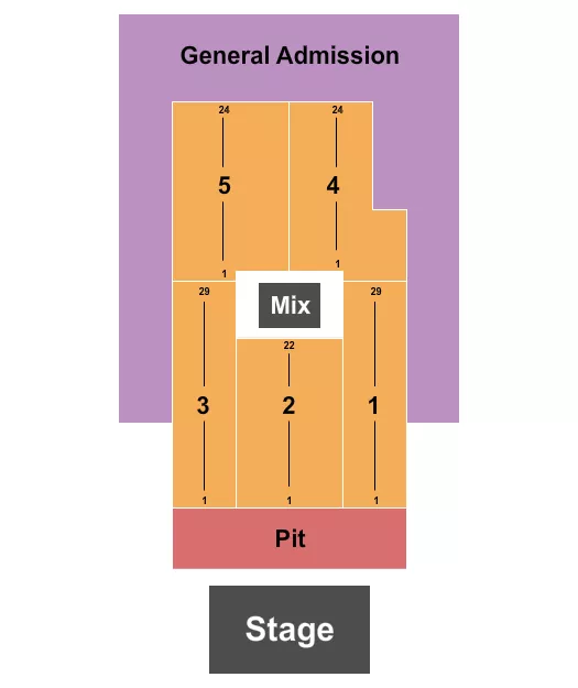 Crawfish Festival Seating Chart at Mississippi Coast Coliseum. The chart shows the main floor/stage with seating options surrounding it, which are color coded