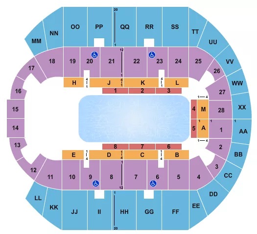 seating chart for Mississippi Coast Coliseum - Disney On Ice - eventticketscenter.com