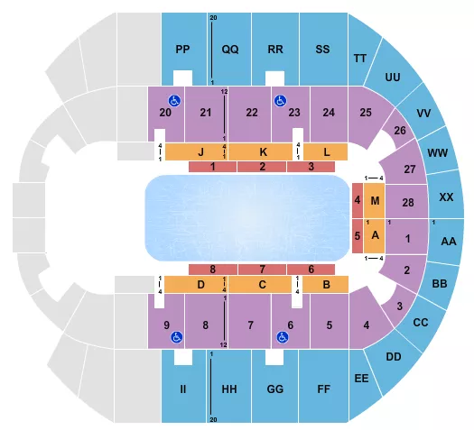 seating chart for Mississippi Coast Coliseum - Disney On Ice - eventticketscenter.com