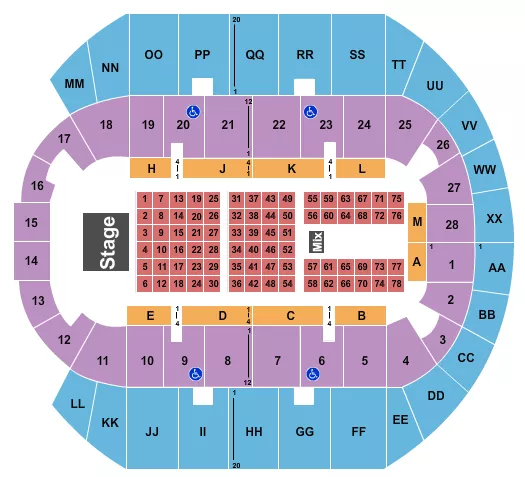 seating chart for Mississippi Coast Coliseum - Endstage Tables - eventticketscenter.com