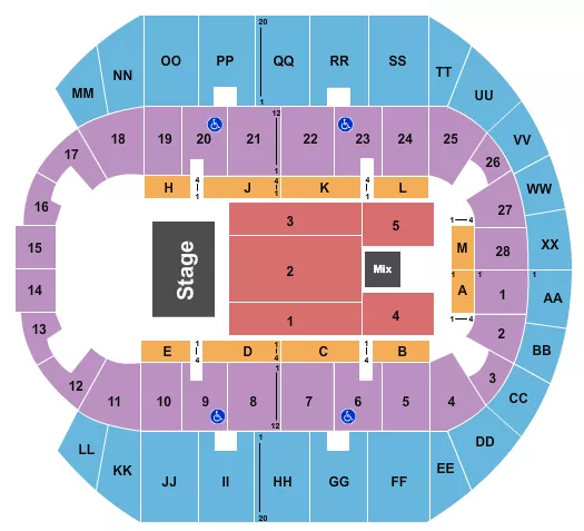 seating chart for Mississippi Coast Coliseum - Endstage 6 - eventticketscenter.com