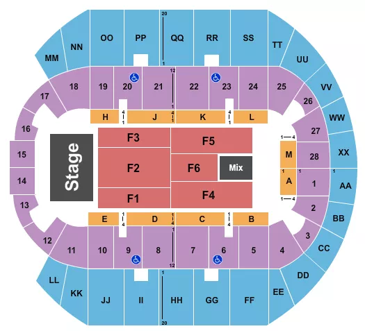 seating chart for Mississippi Coast Coliseum - Endstage 7 - eventticketscenter.com