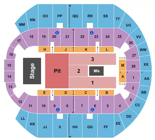 seating chart for Mississippi Coast Coliseum - Endstage Pit - eventticketscenter.com