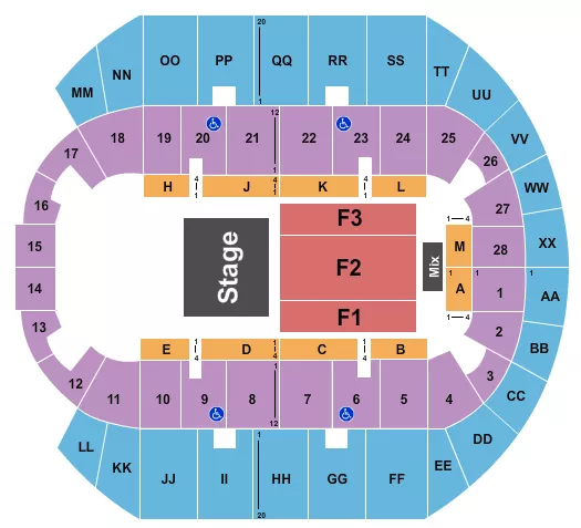 seating chart for Mississippi Coast Coliseum - Half House 2 - eventticketscenter.com